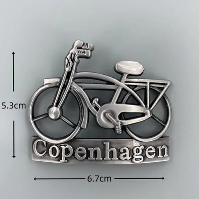 Copenhagen Denmark 3D Metal Fridge aviation design 3D metal magnet sticker in 3D metal with magnetic back.