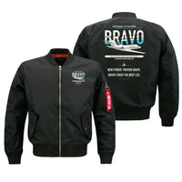 Thumbnail for Cessna Citation Bravo design on black bomber jacket, double-side print