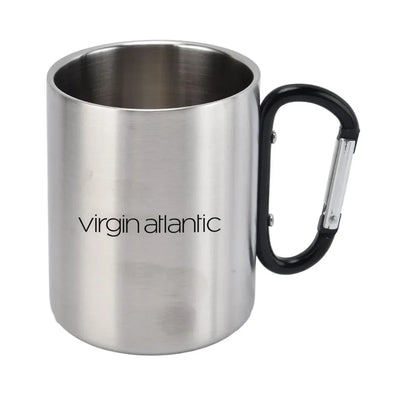 Virgin Atlantic Airlines aviation design on outdoor mug, durable insulated construction.