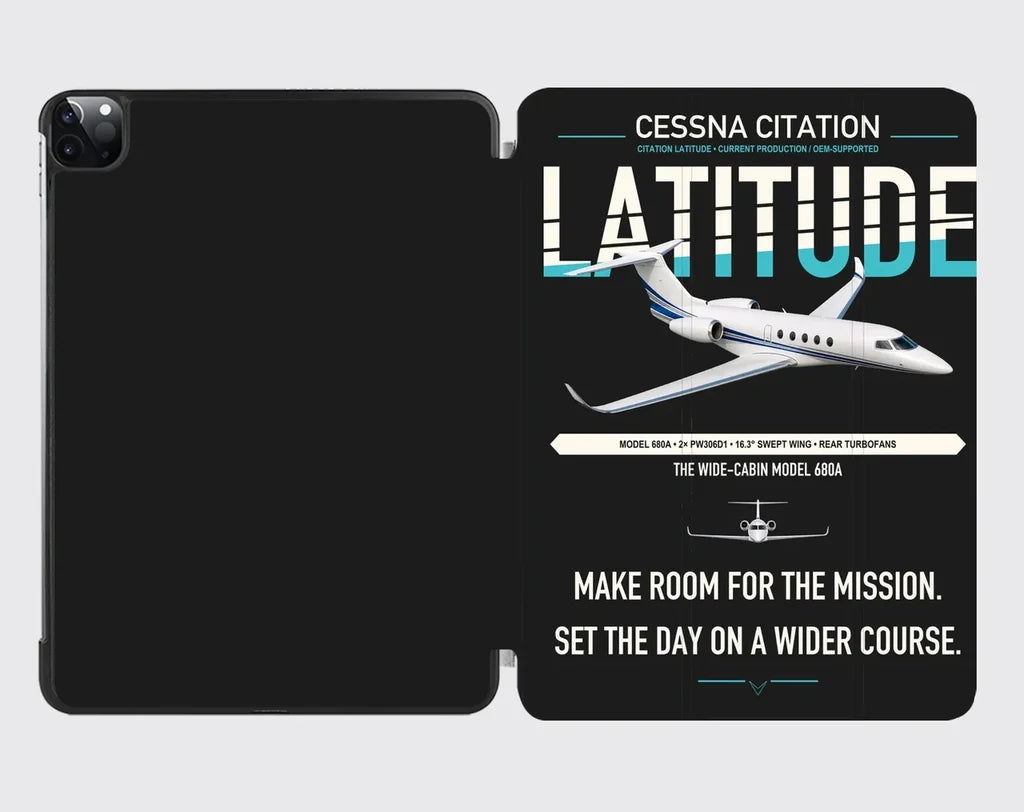 Cessna Citation Latitude design on black ipad tablet case
