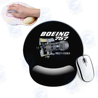 Boeing 757 & Rolls Royce Engine (RB211) aviation design on neoprene with anti-slip base ergonomic mouse pad.