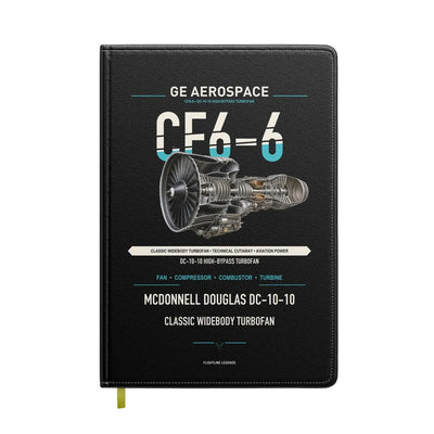 CF6-6 design on black notebook