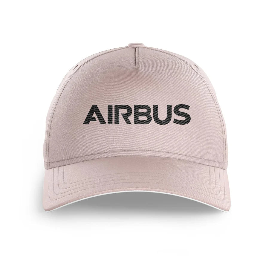 Airbus & Text aviation embroidery on durable cotton printed cap.
