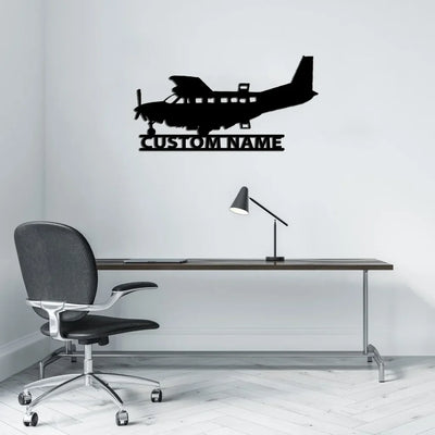 Cessna Caravan aviation design on durable metal with painted finish metal wall sign.