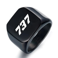 Thumbnail for Boeing 737 Flat Text aviation ring in stainless steel.