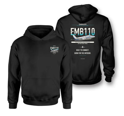 Embraer EMB 110 Bandeirante design on black hoodie
