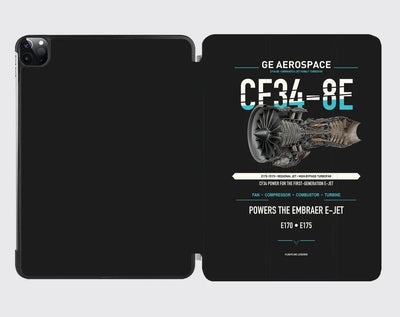 CF34-8E design on black ipad tablet case