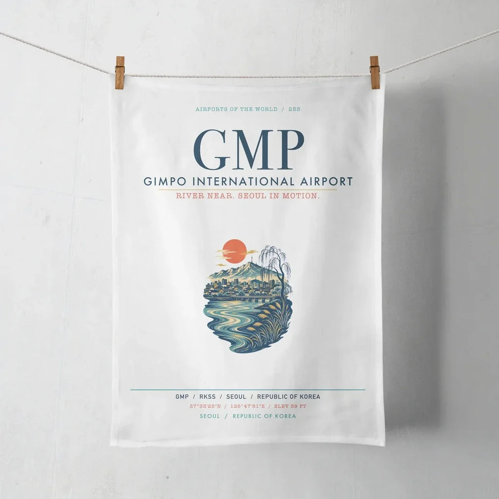 Gimpo International Airport (GMP) design on white towel