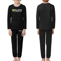 Thumbnail for Pilots They Know How To Fly children pajamas - Black