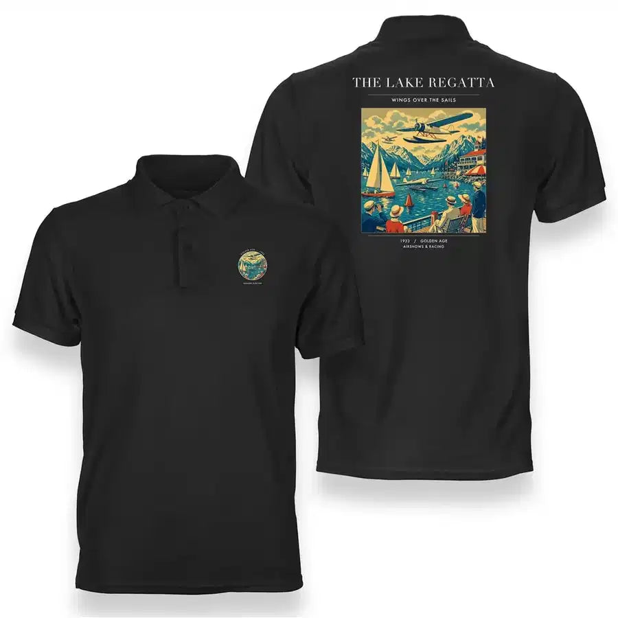 VINTAGE G4039 - The Lake Regatta - Double-Side Polo T-Shirt design on black