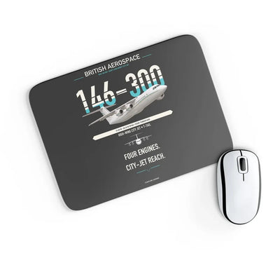 BAe 146-300 design on black rectangle mouse pad