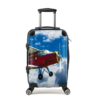 Beautiful Clouds & Antonov-2 Cabin Size aviation print luggage, durable shell.