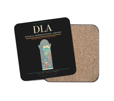 Douala International Airport (DLA) design on black 1 piece coaster