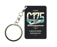 Thumbnail for Cessna 175 Skylark design on black designed key chain, double-side print