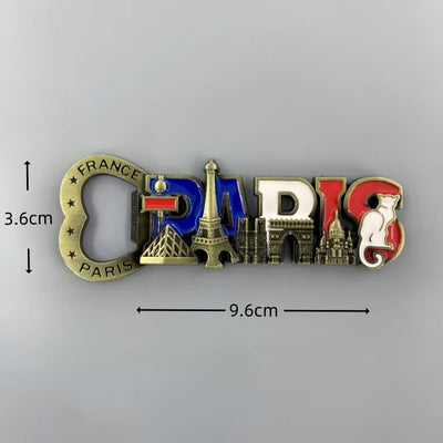 Paris Landmark Bottle Opener 3D Metal Fridge aviation design 3D metal magnet sticker in 3D metal with magnetic back.