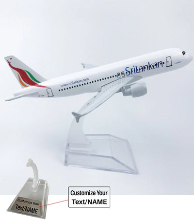 Side view of Sri Lanka Airbus A320 Airplane Model (16CM) aviation 16-18cm scale model aircraft in diecast metal.