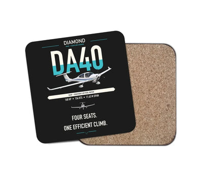 Diamond DA40 design on black 1 piece coaster