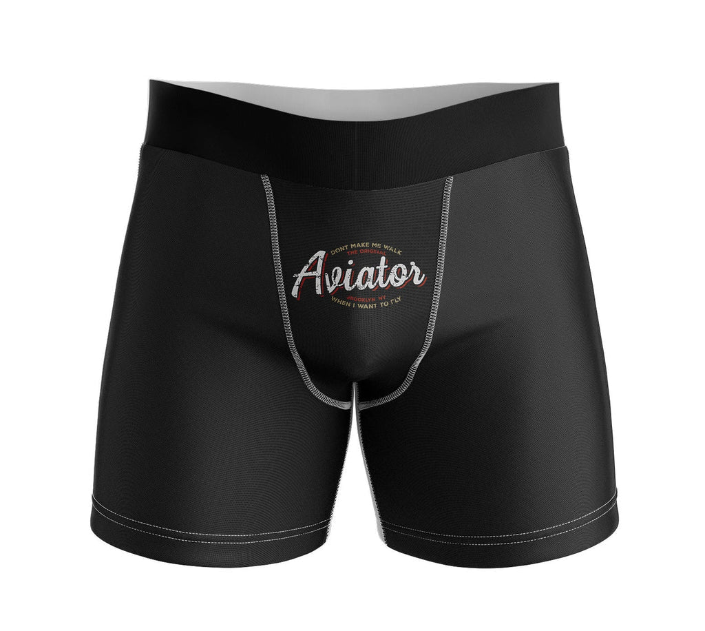 Aviator - Dont Make Me Walk aviation design on soft cotton blend men's boxers.