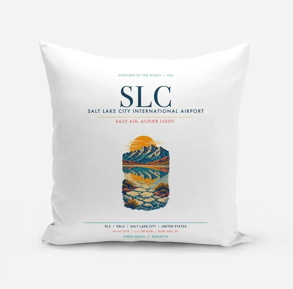 Salt Lake City International Airport (SLC) design on white pillow