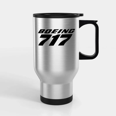 Boeing 717 & Text Travel Mugs (With Holder) aviation design on travel mug with holder, insulated double-wall with car-cup bas.