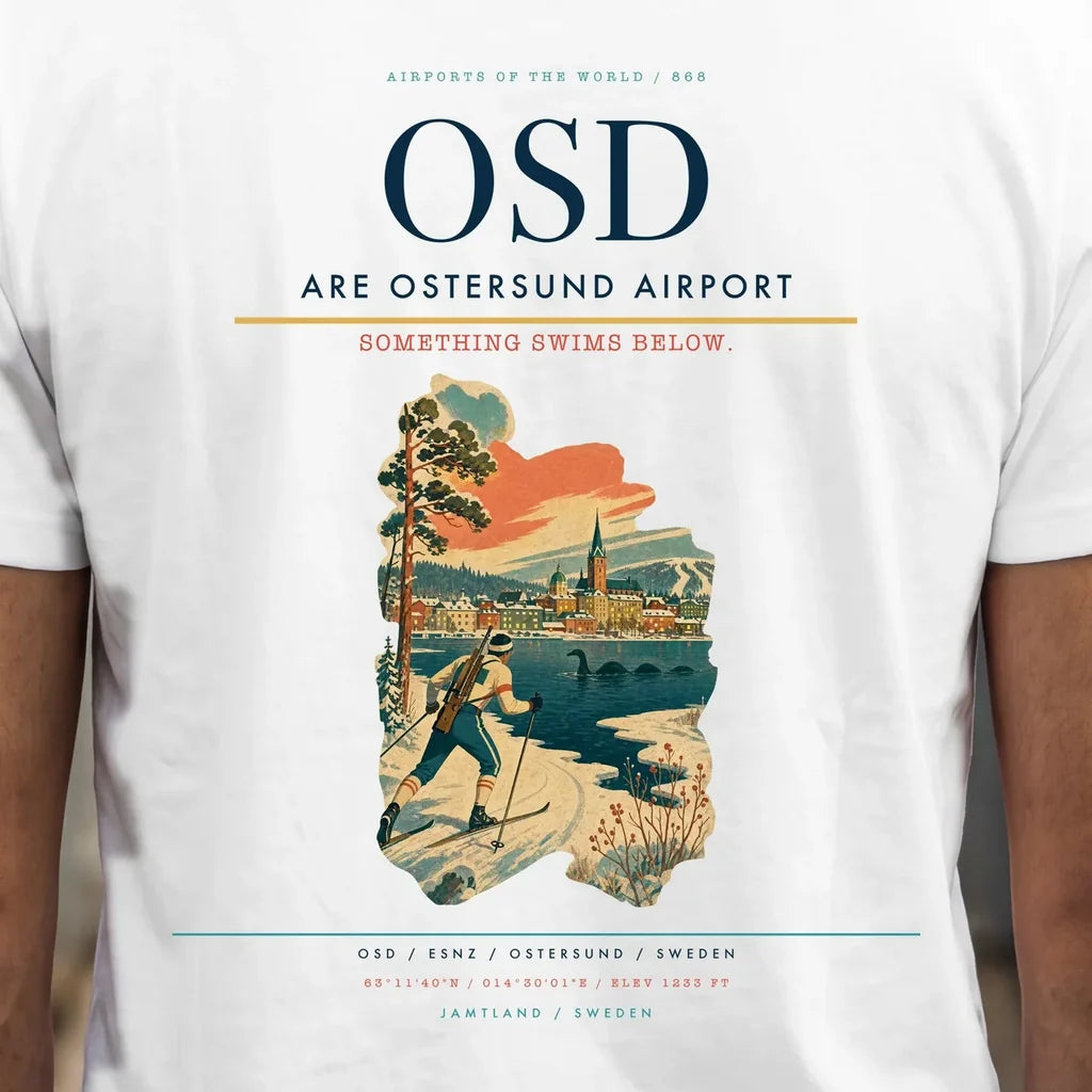 Are Ostersund Airport (OSD) double-side t-shirt design close-up cover