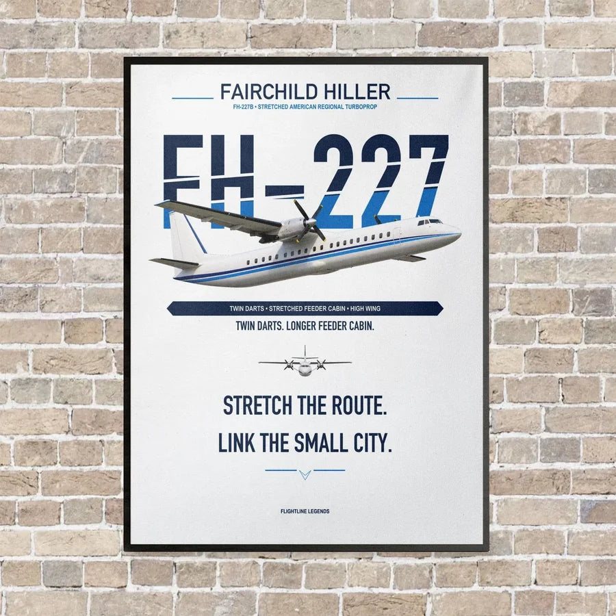 Fairchild Hiller FH-227B vertical canvas print - framed - white background