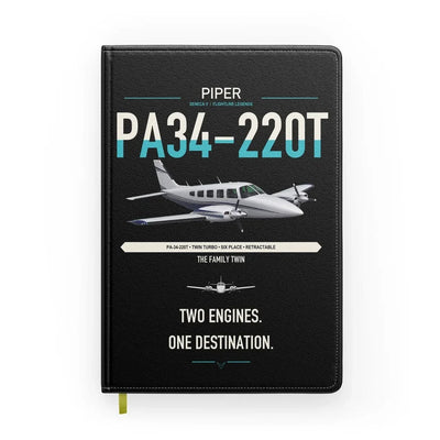 Piper PA-34-220T Seneca V design on black notebook