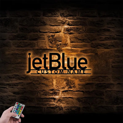 jetBlue Airways Airlines aviation design on durable metal with LED metal wall art.