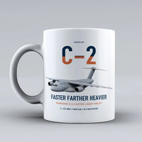 Thumbnail for Kawasaki C-2 design on white ceramic mug, double-side print