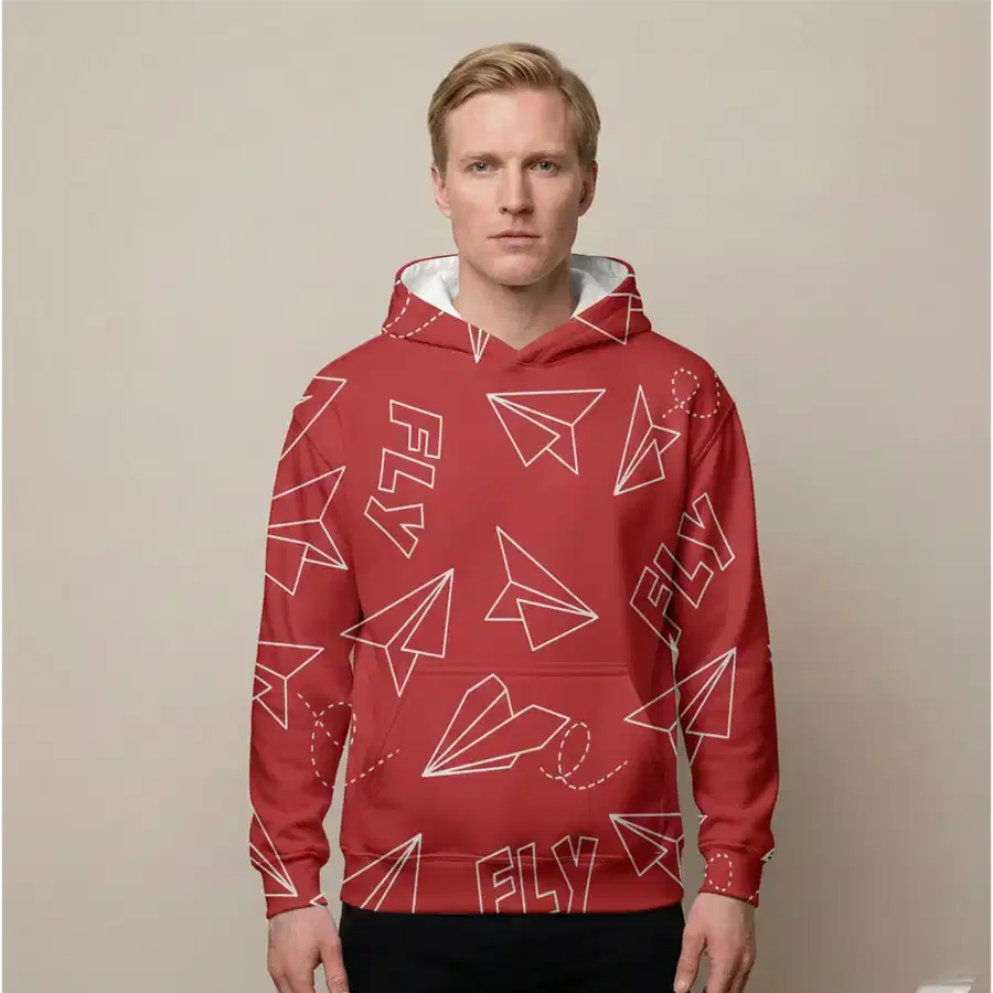 Paper Airplane & Fly (Red) Printed aviation design printed on soft cotton 3D-print T-shirt.