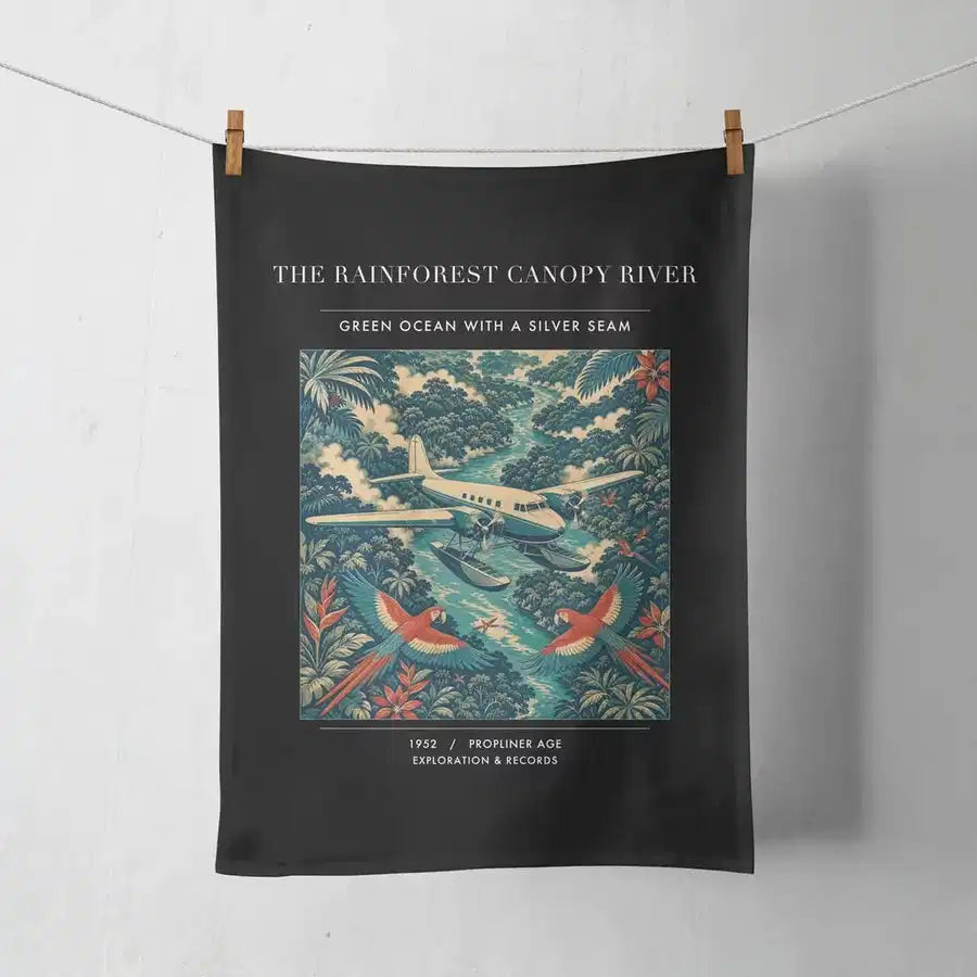 VINTAGE G4403 - The Rainforest Canopy River - Designed Towels design on black