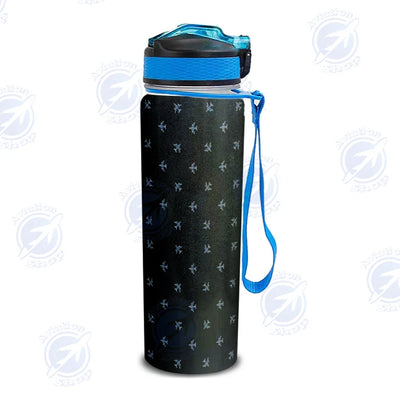 Nice Airplanes (Black) Sports aviation design on sport kettle, insulated bottle with sport spout.