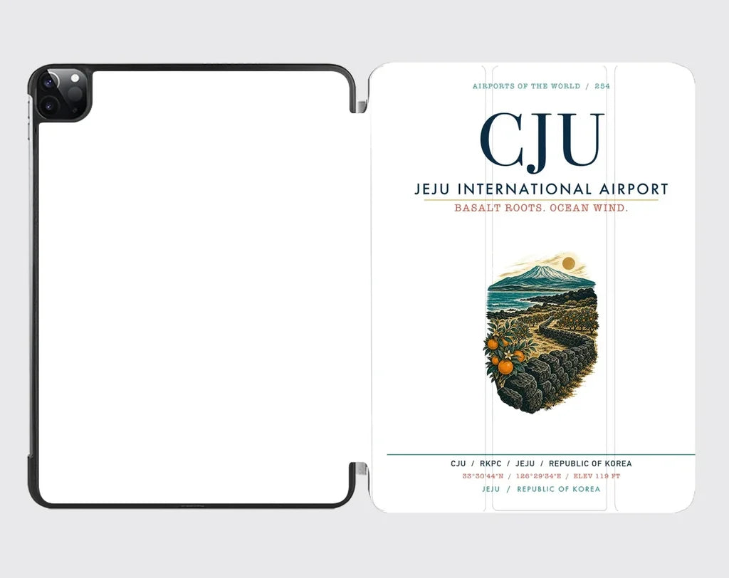 Jeju International Airport (CJU) design on white ipad tablet case