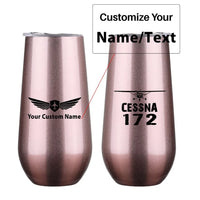 Thumbnail for Cessna 172 & Plane 6oz Egg aviation design on 6oz egg cup, compact 6oz ceramic.