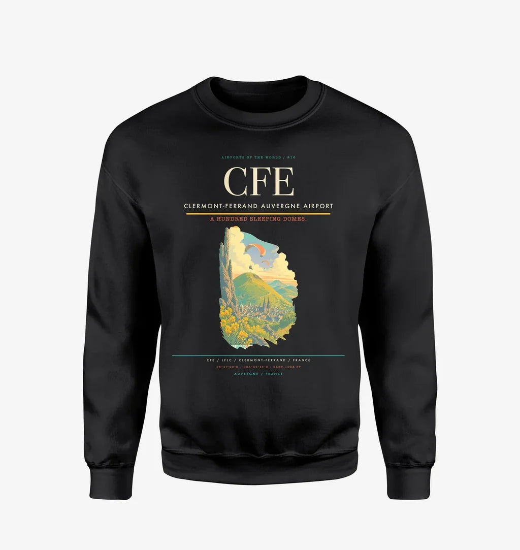 Clermont-Ferrand Auvergne Airport CFE Sweatshirt - Black