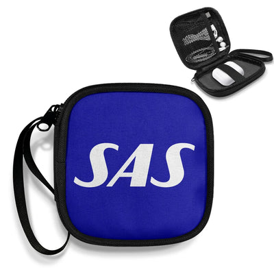 SAS Airlines Portable aviation design portable headphone bag, padded polyester construction.