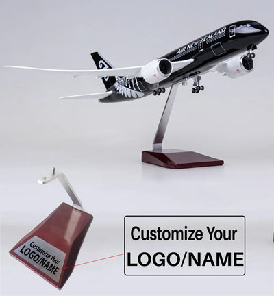 Side view of Air New Zealand Boeing 787 Airplane Model (1/130 Scale) aviation LED model airplane in diecast metal with LED li.