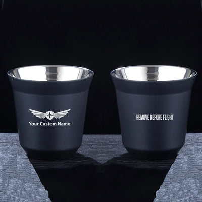 Remove Before Flight 2 aviation design on double-wall coffee mug, vacuum-insulated double-wall.