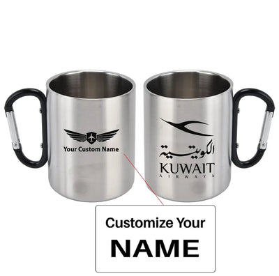 Kuwait Airways Airlines aviation design on outdoor mug, durable insulated construction.
