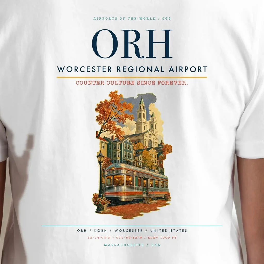Worcester Regional Airport (ORH) double-side t-shirt design close-up cover