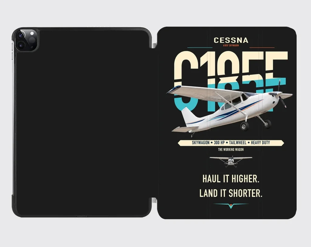 Cessna A185F Skywagon design on black ipad tablet case