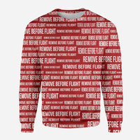Thumbnail for Remove Before Flight 3-Red aviation design printed on soft cotton blend 3D sweatshirt.