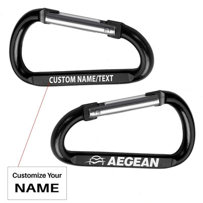 Aegean Airlines aviation aluminum alloy carabiner key chain in aircraft-grade aluminum.