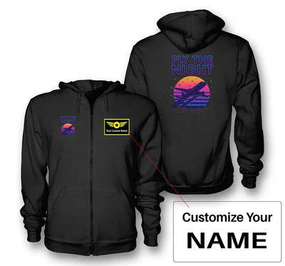 Fly The aviation design on soft cotton blend zipped hoodie.