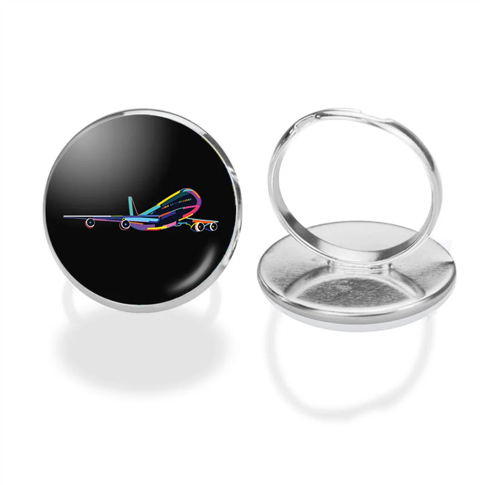 Multicolor aviation ring in stainless steel.