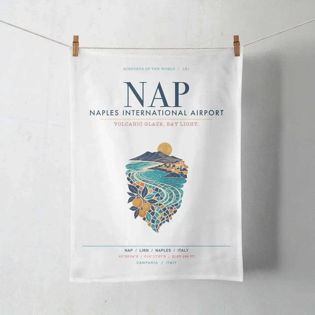 Naples International Airport (NAP) design on white towel