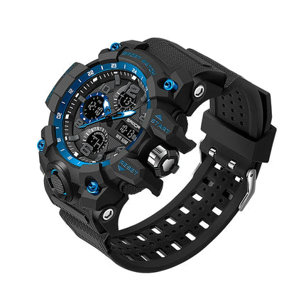 Military Men's Watches Waterproof Dual Display Quartz aviation shock-resistant pilot watch, rugged stainless steel body with.