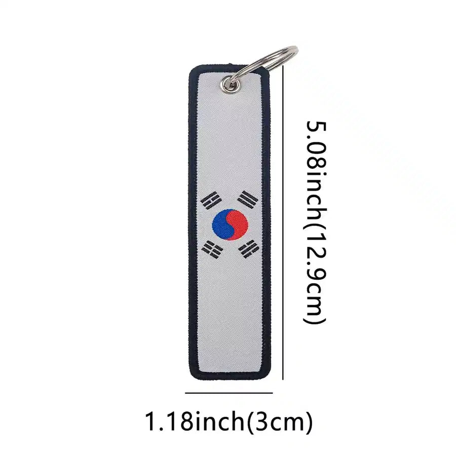 South Korea Flag aviation Remove Before Flight key chain, aviation-tag style webbing.