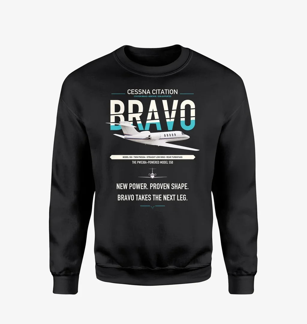 Cessna Citation Bravo design on black sweatshirt