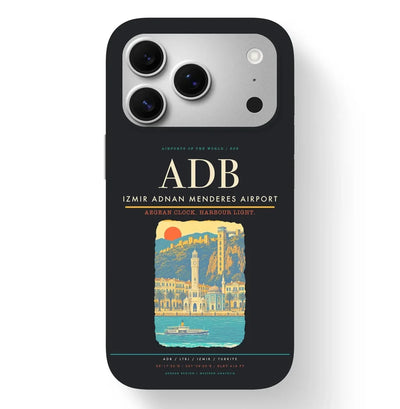 Izmir Airport (ADB) design on black iPhone 17 Pro MagSafe case